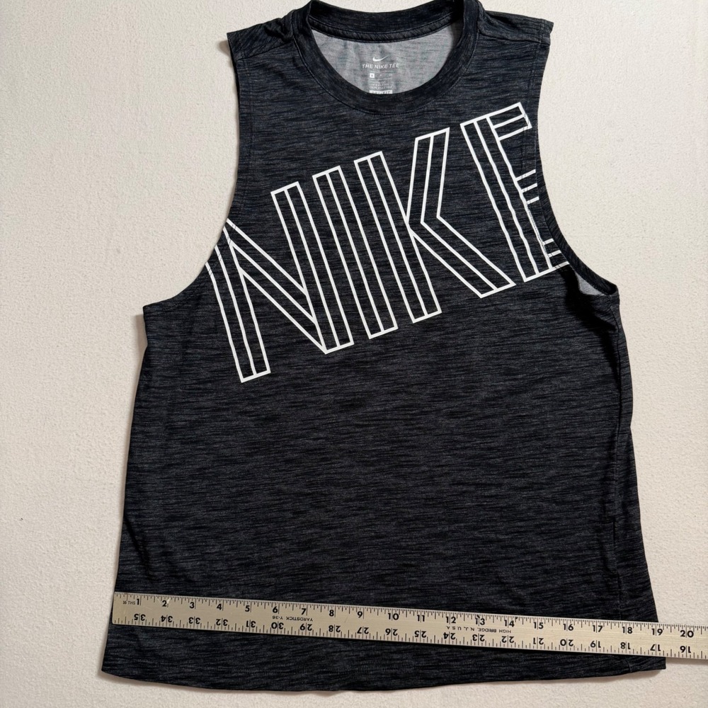 Nike Dri-FIT Womens Training Tank Top Heather Gray Graphic Logo 911522-010 S - Picture 2 of 5